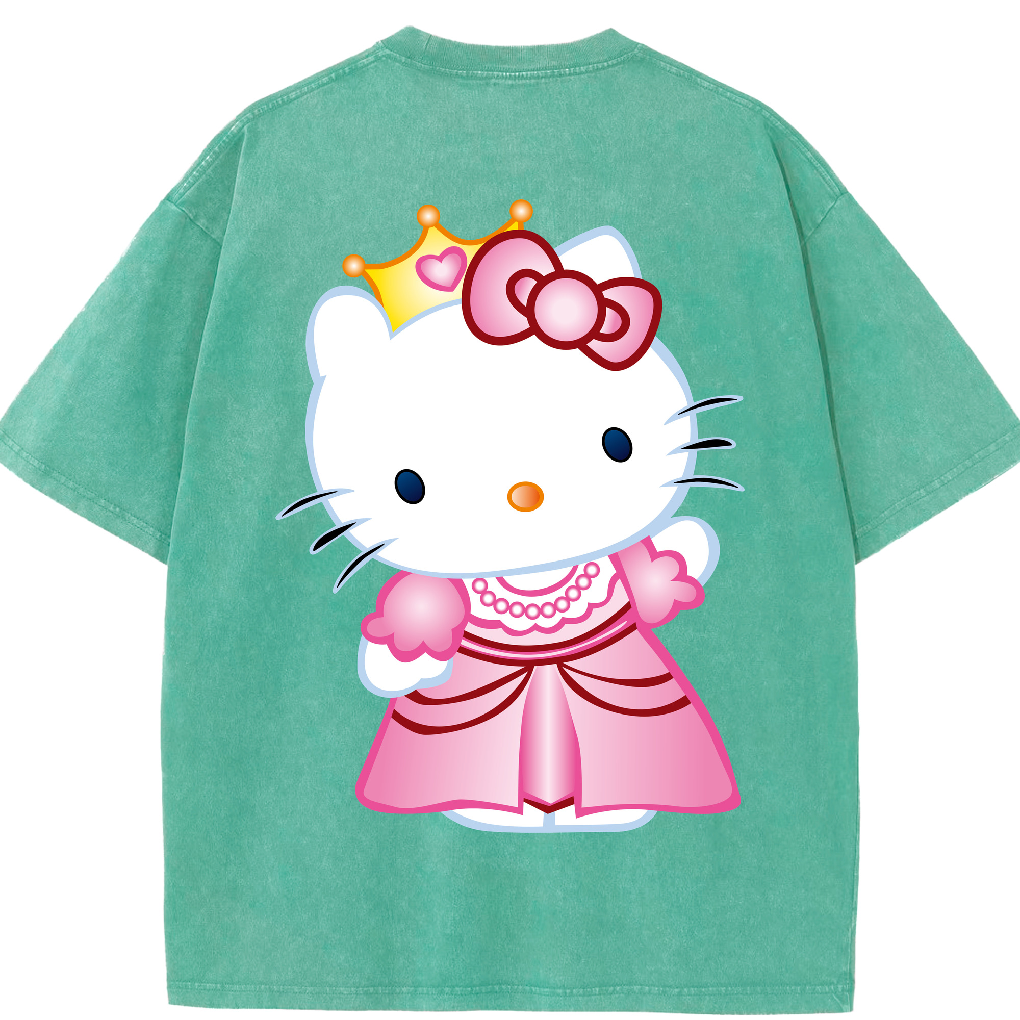 （画像用） Hello Kitty ハローキティ 綿100% ヴィンテージ風 半袖Tシャツ（背面プリント）